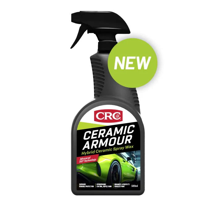 CRC Ceramic Armour Trigger 500ml-1756338. Front view of grey trigger bottle with CRC label with green vehicle.