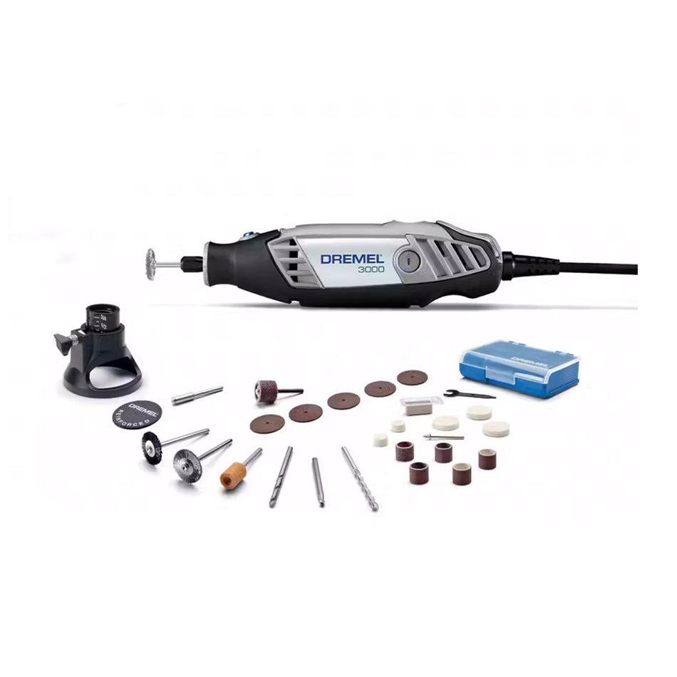 Dremel 3000 Rotary Tool with 30 Accessories layout of kit