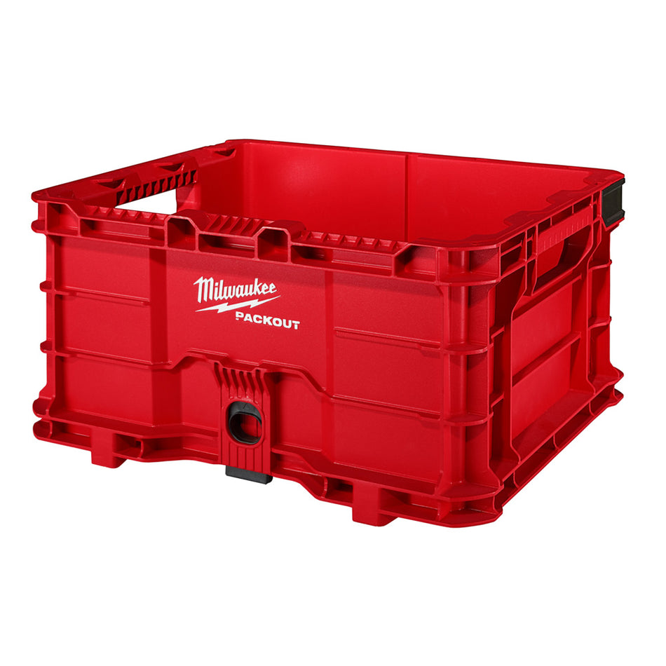 Milwaukee Packout Crate 48228440. Angled view of crate.