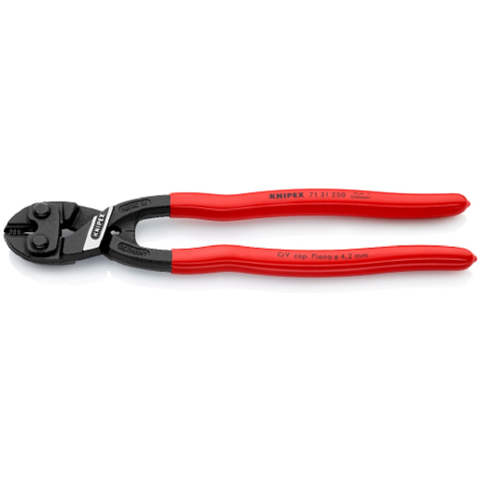 Knipex Compact Bolt Cutter Cobolt 7131250.  Angled view with jaws closed.