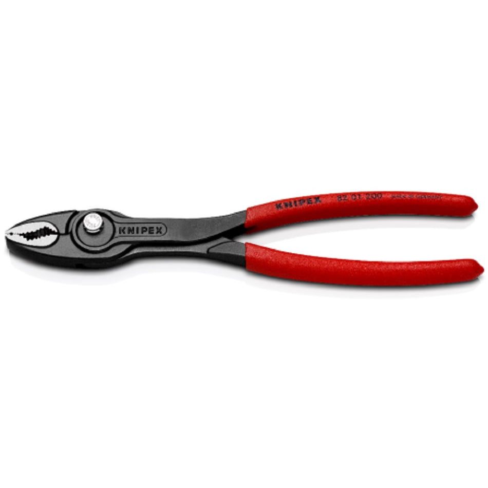 Knipex Twin Grip Slip Joint Pliers 8201200.  Angled view showing jaws closed.