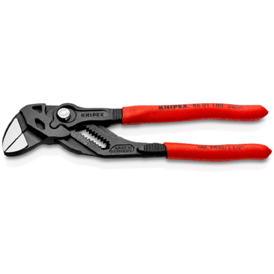 Knipex Pliers Wrench 8601180. Angled view showing jaws closed.