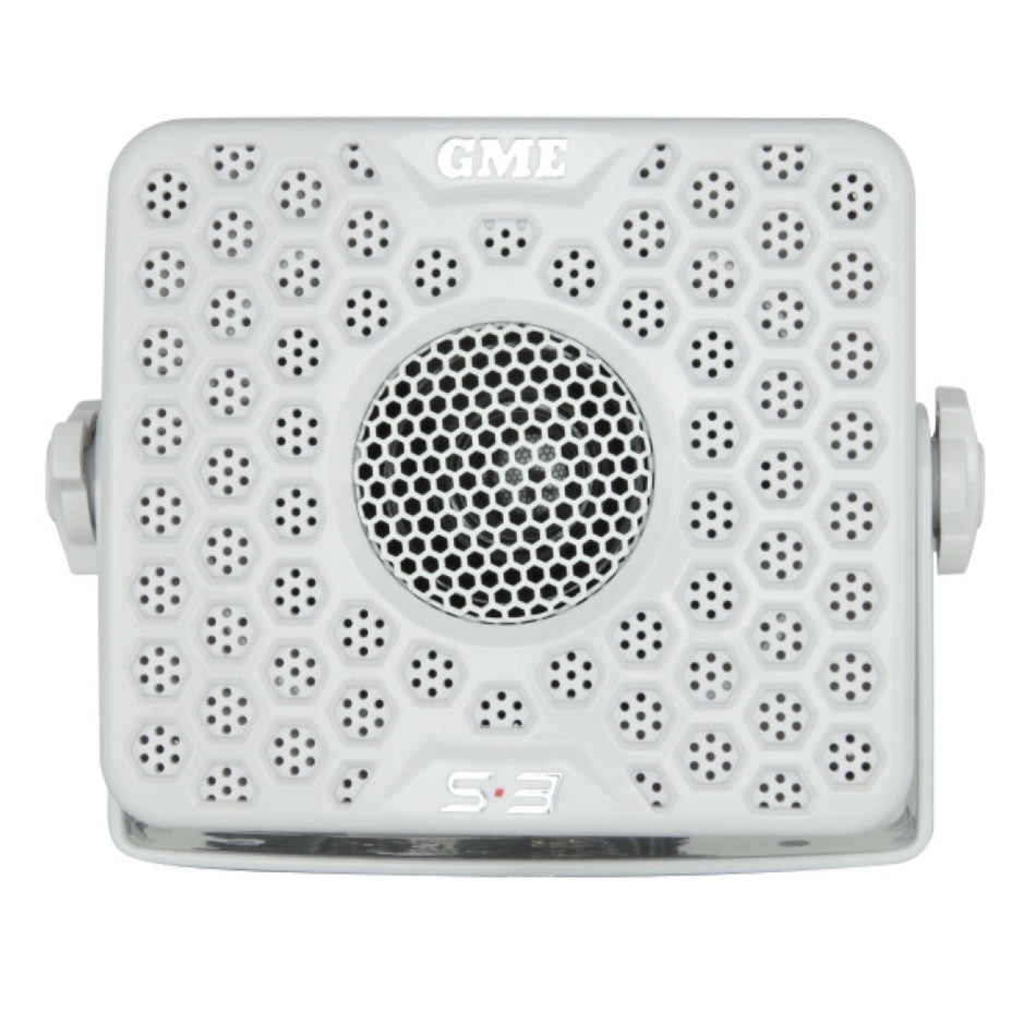 GME Marine Box Speakers White 6 Watt-GS300.  Front view of white speakers.