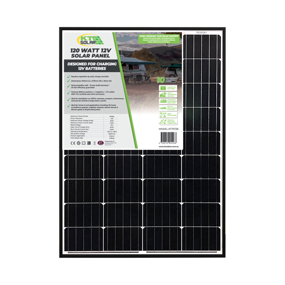 KT Solar 12V 120 Watt Solar Panel
