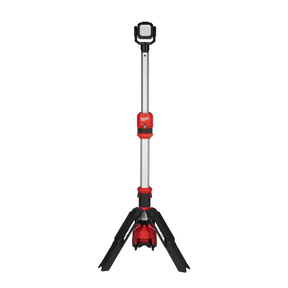 Milwaukee M12 Standing Area Light M12SAL-0. Side view of area light with extension shaft raised.