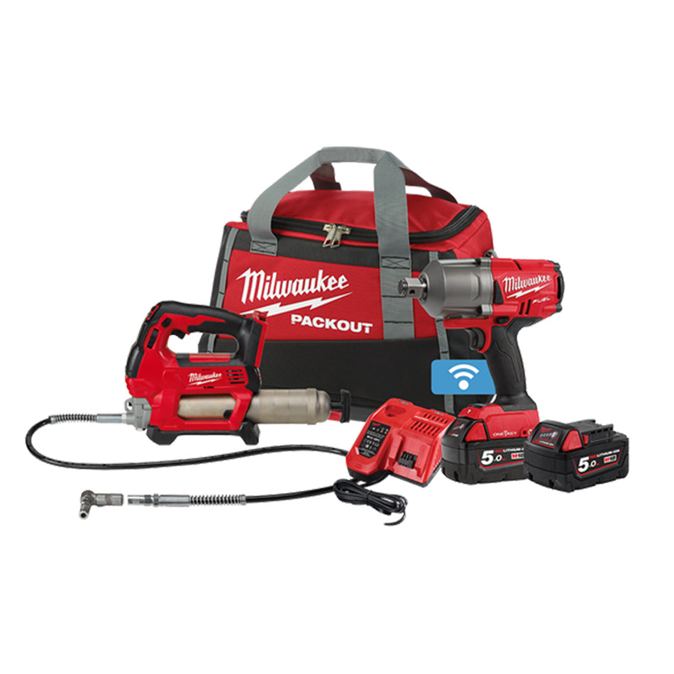 Milwaukee M18 Fuel™ 2 Piece Power Pack.  View of items included in kit.