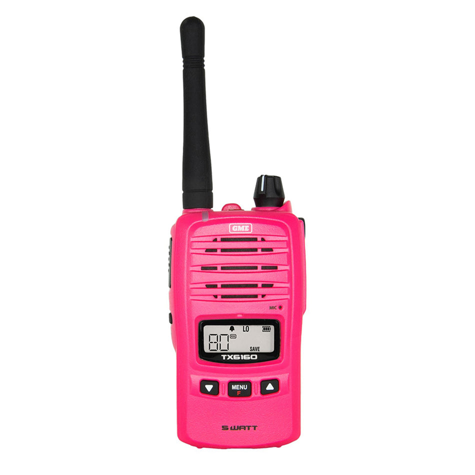 GME 5 Watts UHF Pink Handheld Radio - front view