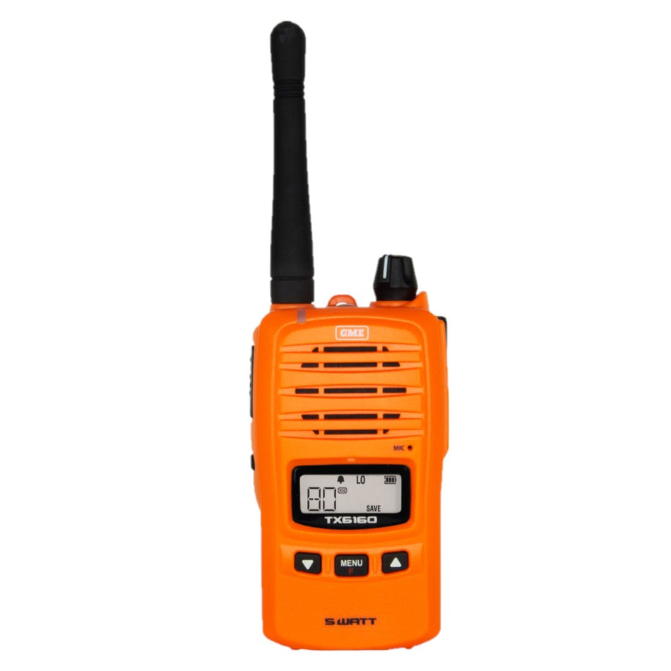 GME 5 Watt UHF Orange Handheld Radio - front view