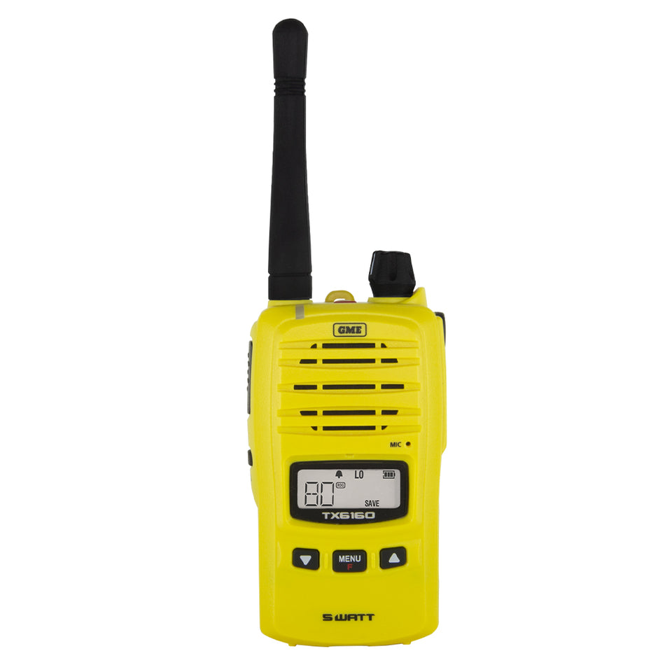 GME 5 Watt UHF Yellow Handheld Radio - front view