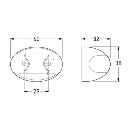 HELLA DuraLED® Side Marker Lamp dimensions