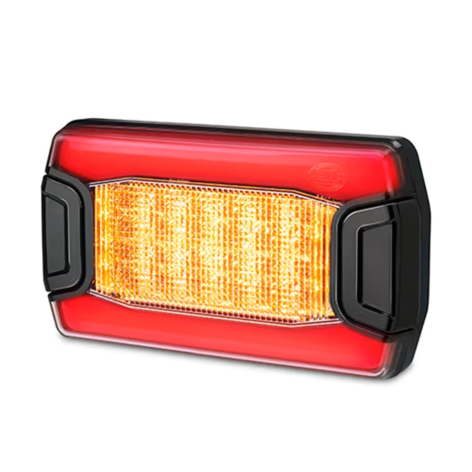 2BA 350 300-037 Hella DuralLED PRIME Rear Flashing Indicator Lamp - Red and black rectangular LED light on a white background.