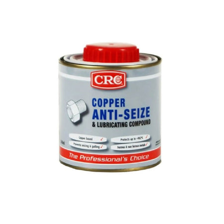 CRC Copper Anti-Seize & Lubricant Compound 500ml-3183. Front view of metal tin that is grey with red strip and a red CRC logo with a red cap.