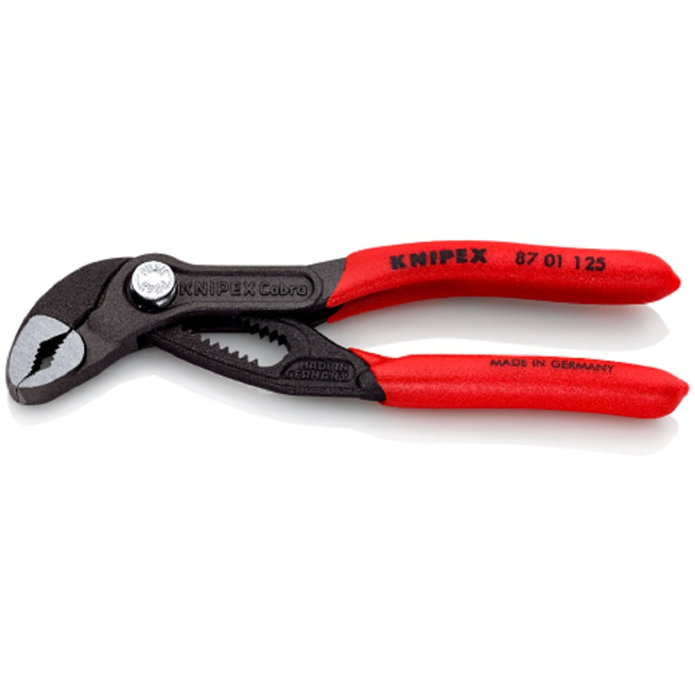 Knipex Cobra Water Pump Pliers 8701125.  Angled view showing jaws closed. 