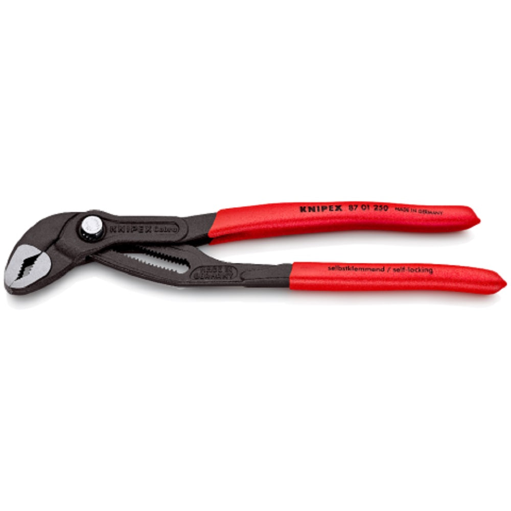 Knipex Cobra Water Pump Pliers 8701250. Angled view showing jaws closed. 