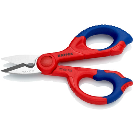 Knipex Electricians Shears 9505155. Angled view showing cutters open. 