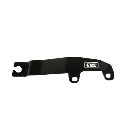 BHM02 GME-Bonnet Hinge Mount Isuzu  D-Max 2020-Current.Black metal bracket with 'GME' logo on a white background.