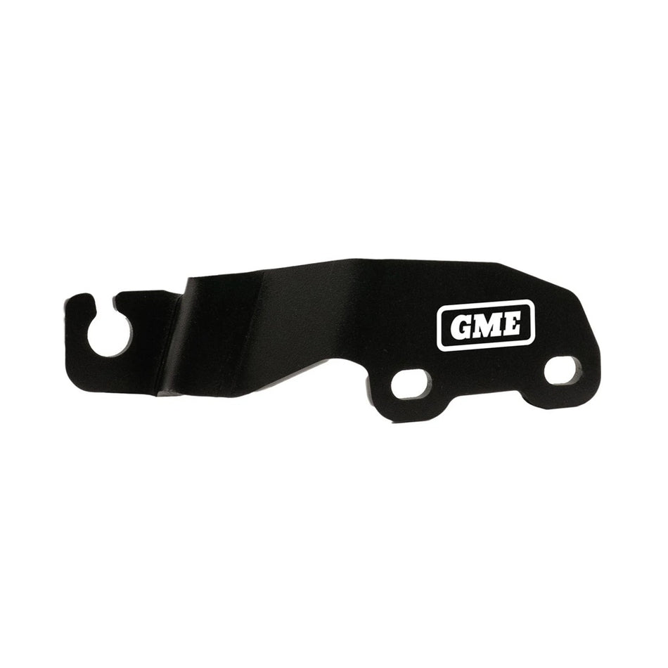 BHM03 GME - Bonnet Hinge Mount Toyota Hilux 2015-Current. Black metal bracket with 'GME' logo on a white background.