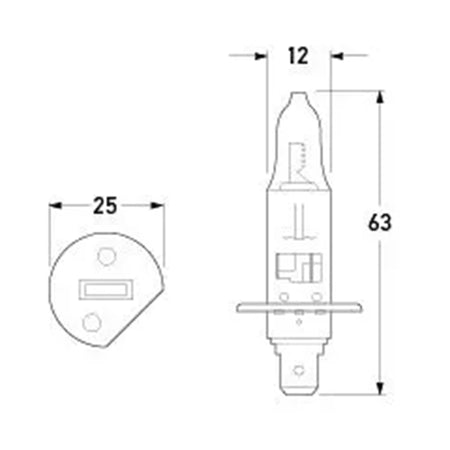 HELLA H1 Halogen Bulb 12V 55W dimensions