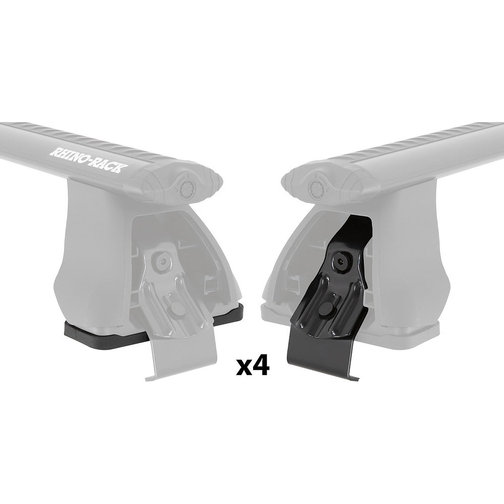 Rhino-Rack 2500 Fitting Kit-DK519. Front view of two roof rack ends showing in black the pad on one side and the clamp in black on the other.