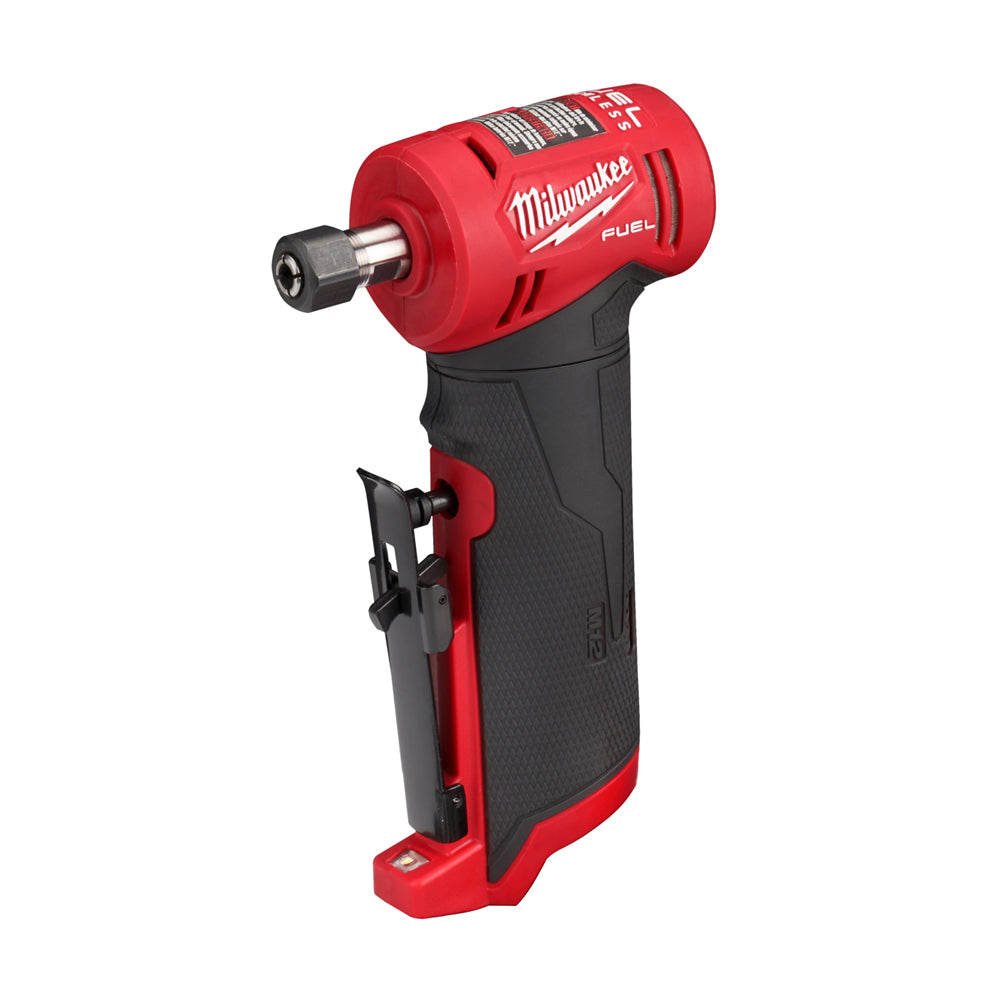 Milwaukee M12 Fuel Right Angle Die Grinder M12FDGA-0. Angled view of die grinder.