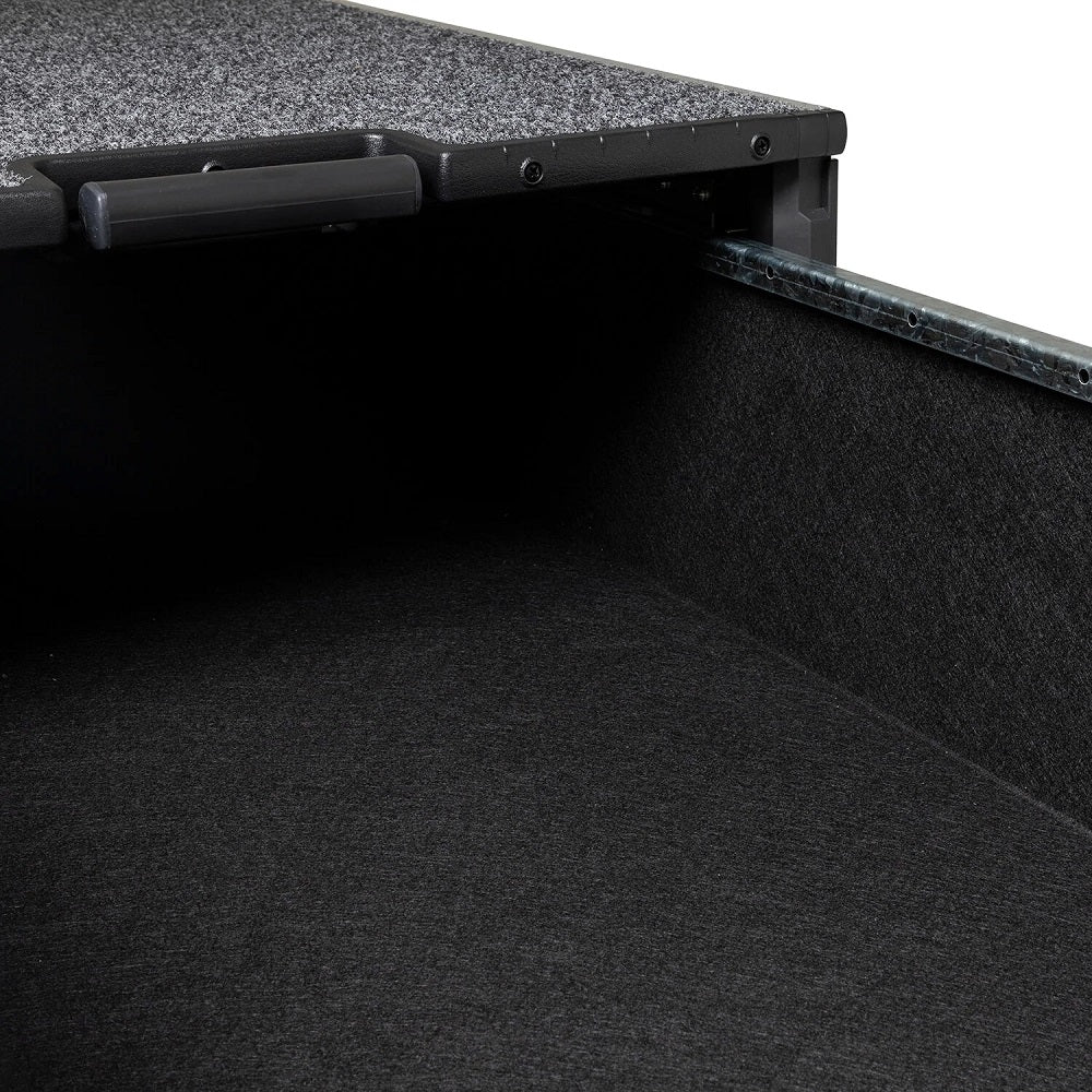 ARB Roller Draw 750x465mm-RD845. Front view of open drawer with black carpet inside it.