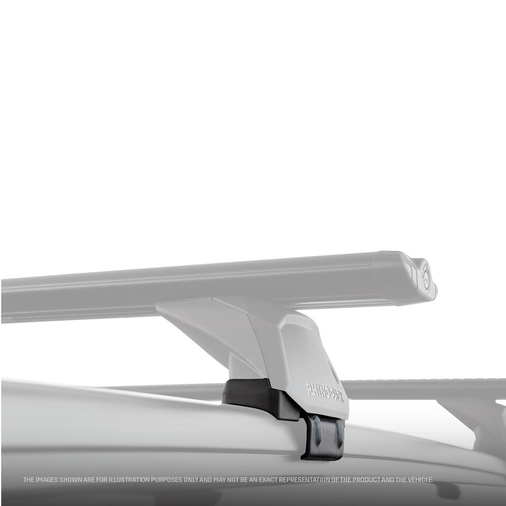 Rhino-Rack Flush Rail Kit - Mitsubishi Outlander-RXFK010. Front view of Rhino-Rack bar mounted to the roof of a vehicle.