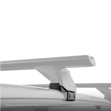 Rhino-Rack Flush Rail Kit - Mitsubishi Outlander-RXFK010. Front view of Rhino-Rack bar mounted to the roof of a vehicle.