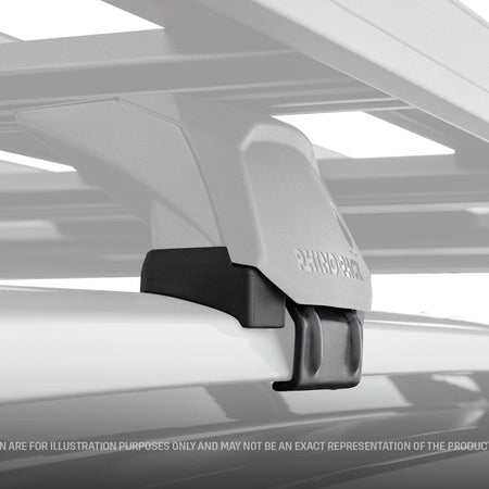 Rhino Rack Flush Rail Kit - Mitsubishi Outlander-RXFK010. Front view of a Rhino-Rack mounted to the roof of a vehicle.