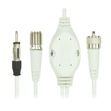 Bank Splitter VHF 27Mhz & AM/FM-SPL002. Front view of 4 x white plugs.