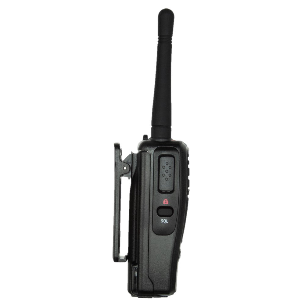 GME 5 Watt UHF Black Handheld Radio - side view