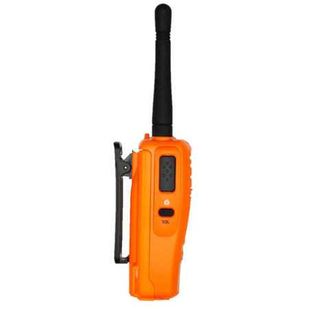 GME 5 Watt UHF Orange Handheld Radio - side view